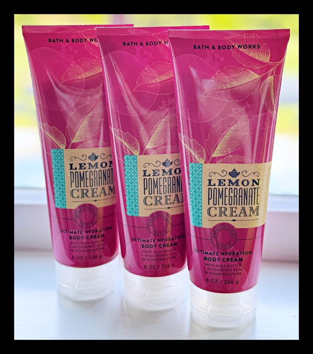 Bath & Body Works Lemon Pomegranate Cream 8 oz Ultimate Hydration Body Cream x3